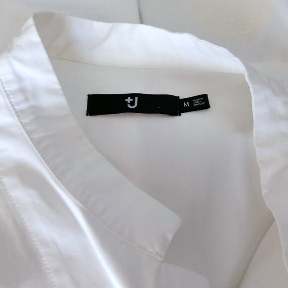 Uniqlo +J White Shirt Dress Button Front Minimalist Long Sleeve (M) - Picture 3 of 4